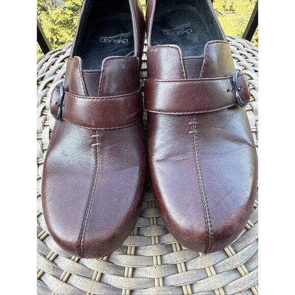 Dansko clogs leather upper button and strap detail Dark Brown size 40 - Picture 5 of 16